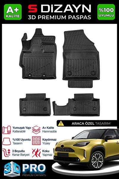 S-Dizayn Toyota Yaris Cross 3D Pro Havuzlu Paspas 2022 Üzeri A+ Kalite 3DS-SDZ148