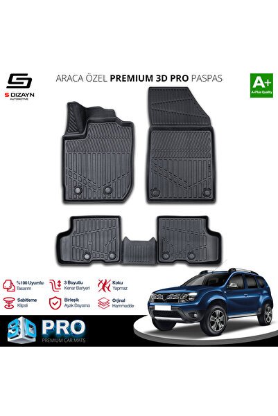 S-Dizayn Dacia Duster 3D Pro Havuzlu Paspas 2018-2022 A+ Kalite