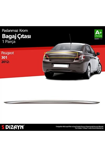 S-Dizayn Peugeot 301 Krom Bagaj Çıtası 2012-2017