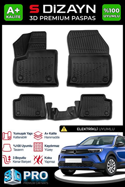S-Dizayn Opel Mokka Elektrikli 3D Pro Havuzlu Paspas 2021 Üzeri A+ Kalite 3DS-SDZ270