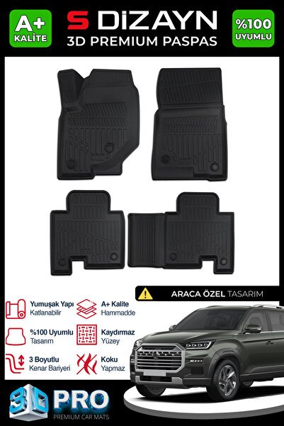 S-Dizayn Ssangyong Musso 3D Pro Havuzlu Paspas 2018 Üzeri A+ Kalite 3DS-SDZ325