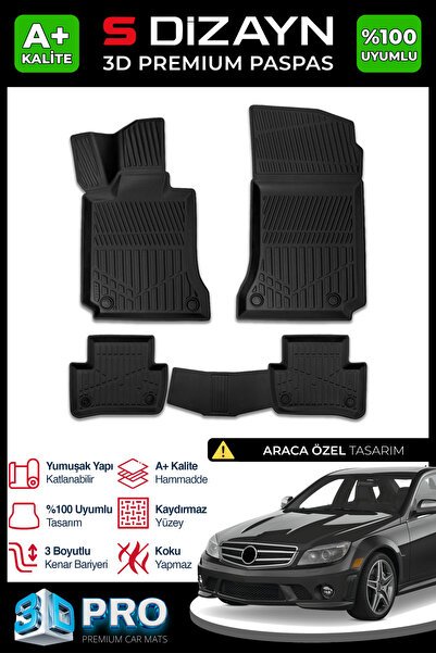 S-Dizayn Mercedes C Serisi W204 3D Pro Havuzlu Paspas 2007-2014 A+ Kalite 3DS-SDZ175