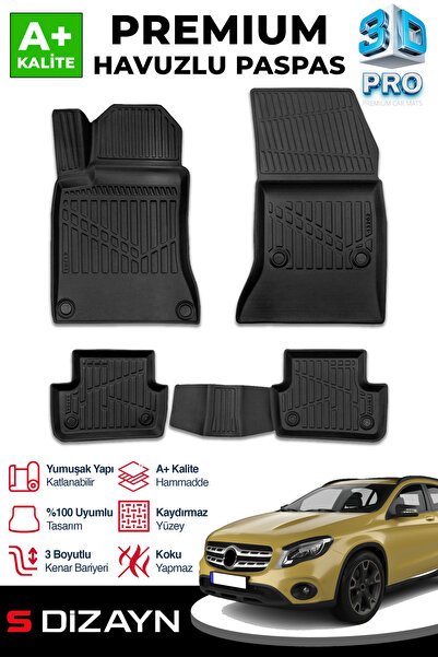 S-Dizayn Mercedes GLA 3D Pro Havuzlu Paspas 2014-2019 A+ Kalite