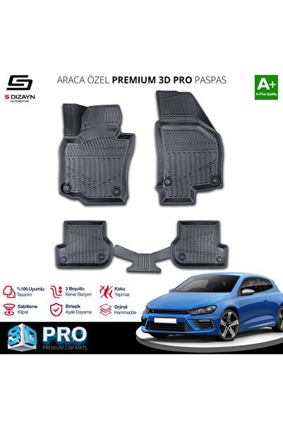 S-Dizayn VW Scirocco 3D Pro Havuzlu Paspas 2008 Üzeri A+ Kalite
