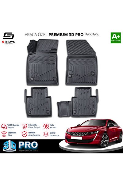 S-Dizayn Peugeot 508 3D Pro Havuzlu Paspas 2018 Üzeri A+ Kalite