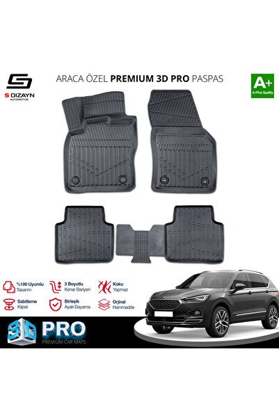 S-Dizayn Seat Tarraco 3D Pro Havuzlu Paspas 2018 Üzeri A+ Kalite