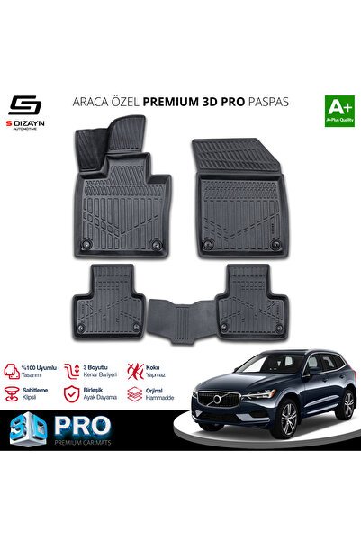 S-Dizayn Volvo XC60 3D Pro Havuzlu Paspas 2017 Üzeri A+ Kalite