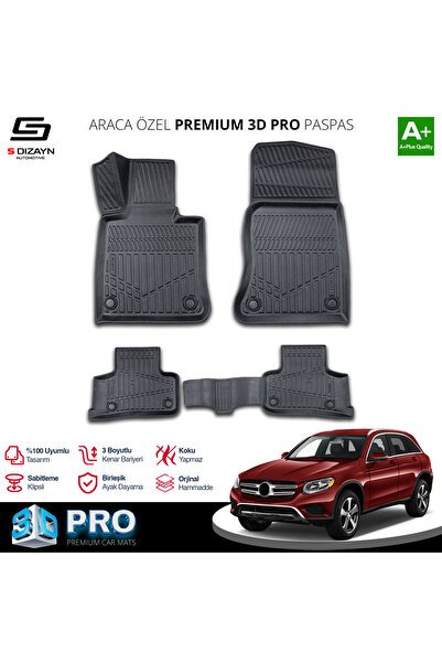 S-Dizayn Mercedes GLC 3D Pro Havuzlu Paspas 2015-2023 A+ Kalite