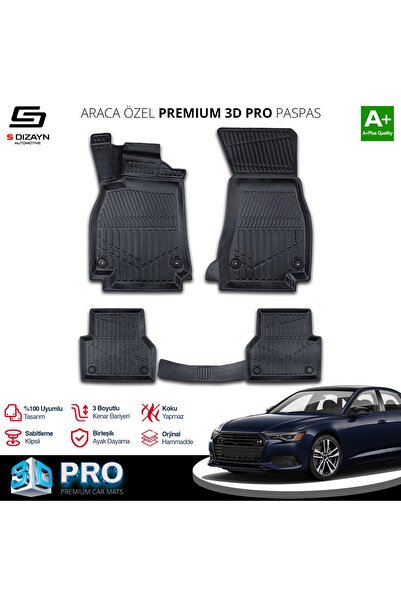 S-Dizayn Audi A6 3D Pro Havuzlu Paspas 2018 Üzeri A+ Kalite