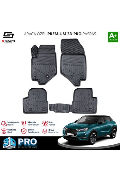 S-Dizayn DS DS3 Crossback 3D Pro Havuzlu Paspas 2018 Üzeri A+ Kalite
