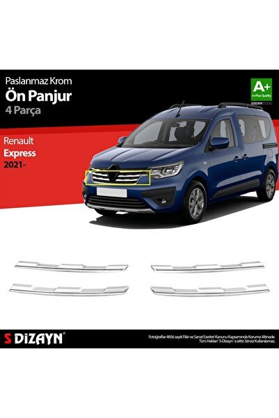 S-Dizayn Renault Express Krom Ön Panjur 4 Prç 2021 Üzeri