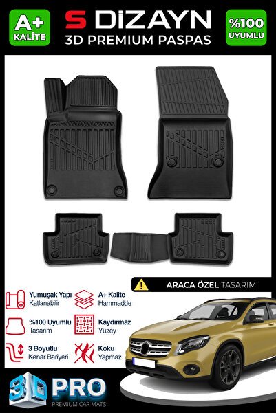 S-Dizayn Mercedes GLA 3D Pro Havuzlu Paspas 2014-2019 A+ Kalite 3DS-SDZ258