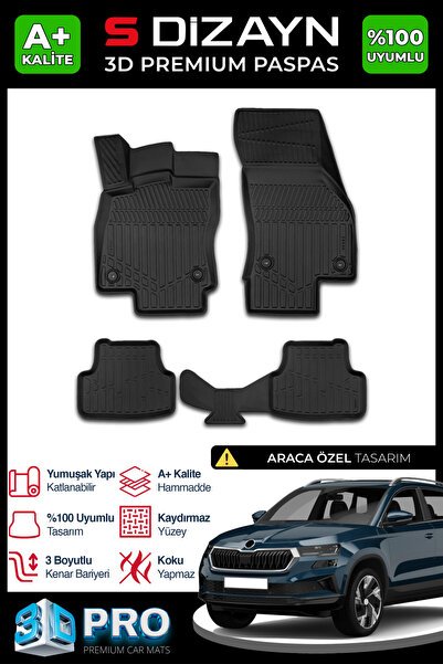 S-Dizayn Skoda Karoq 3D Pro Havuzlu Paspas 2018 Üzeri A+ Kalite 3DS-SDZ011