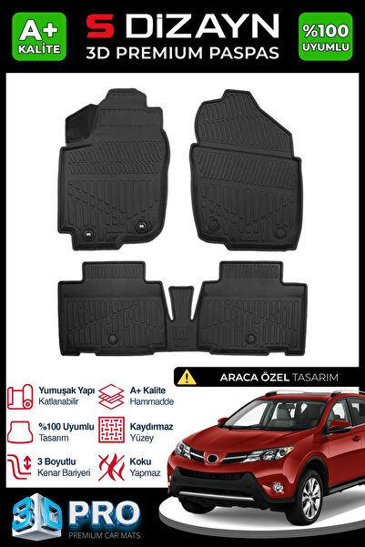S-Dizayn Toyota RAV4 3D Pro Havuzlu Paspas 2013-2018 A+ Kalite 3DS-SDZ367