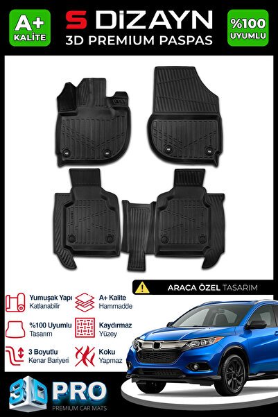 S-Dizayn Honda HR-V 3D Pro Havuzlu Paspas 2021 Üzeri A+ Kalite 3DS-SDZ139