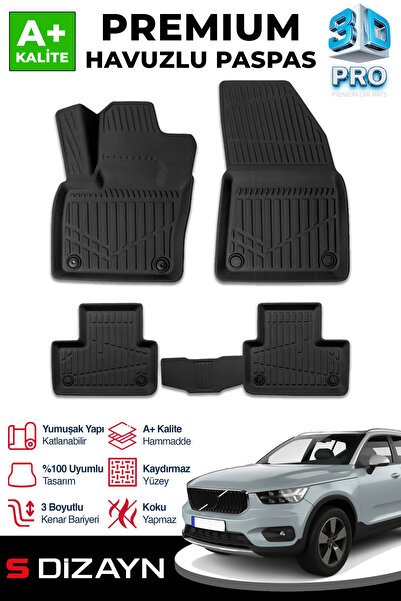 S-Dizayn Volvo XC40 3D Pro Havuzlu Paspas 2018 Üzeri A+ Kalite