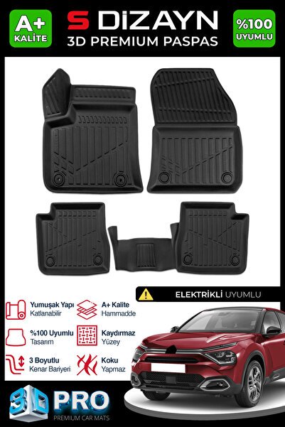 S-Dizayn Citroen C4 Elektrikli 3D Pro Havuzlu Paspas 2022 Üzeri A+ Kalite 3DS-SDZ130