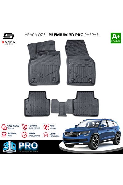 S-Dizayn Skoda Kodiaq 3D Pro Havuzlu Paspas 2017-2023 A+ Kalite