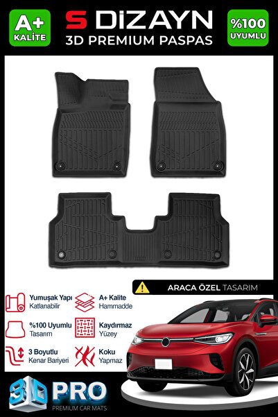 S-Dizayn VW ID.4 3D Pro Havuzlu Paspas 2024 Üzeri A+ Kalite 3DS-SDZ233