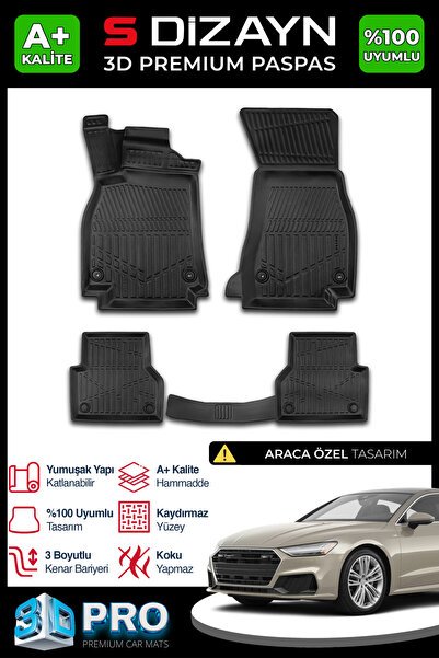 S-Dizayn Audi A7 3D Pro Havuzlu Paspas 2018 Üzeri A+ Kalite 3DS-SDZ146