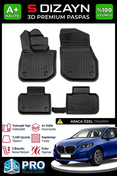 S-Dizayn Bmw 2 Serisi U06 Active Tourer 3D Pro Havuzlu Paspas 2021 Üzeri A+ Kalite 3DS-SDZ264