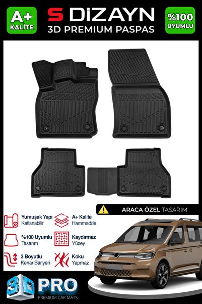 S-Dizayn VW Caddy 3D Pro Havuzlu Paspas 2020 Üzeri A+ Kalite 3DS-SDZ094