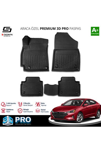 S-Dizayn Hyundai Elantra 3D Pro Havuzlu Paspas 2020 Üzeri A+ Kalite
