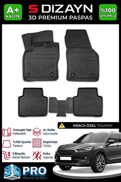 S-Dizayn Seat Tarraco 3D Pro Havuzlu Paspas 2018 Üzeri A+ Kalite 3DS-SDZ044
