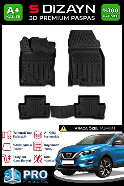 S-Dizayn Nissan Qashqai 3D Pro Havuzlu Paspas 2013-2021 A+ Kalite 3DS-SDZ267