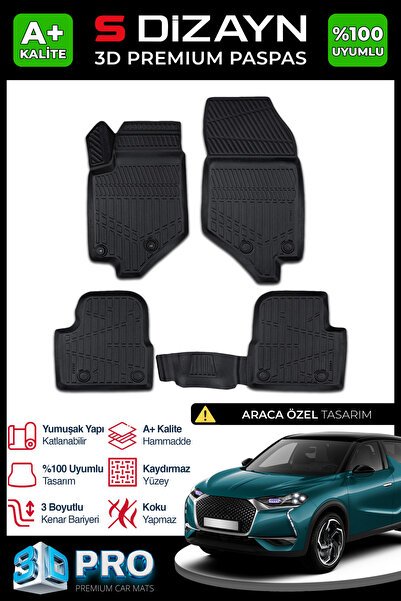 S-Dizayn DS DS3 Crossback 3D Pro Havuzlu Paspas 2018 Üzeri A+ Kalite 3DS-SDZ030