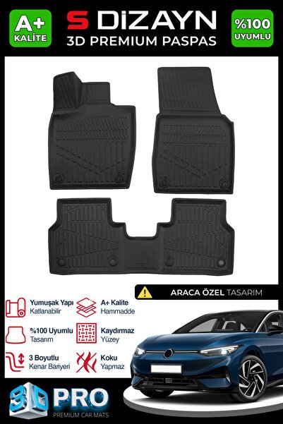 S-Dizayn VW ID7 3D Pro Havuzlu Paspas 2025 Üzeri A+ Kalite 3DS-SDZ286