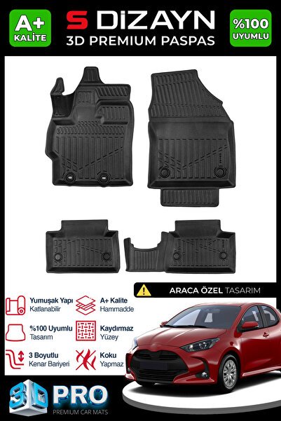 S-Dizayn Toyota Yaris 3D Pro Havuzlu Paspas 2020 Üzeri A+ Kalite 3DS-SDZ149