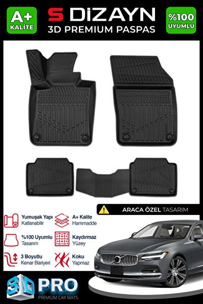 S-Dizayn Volvo S90 3D Pro Havuzlu Paspas 2020 Üzeri A+ Kalite 3DS-SDZ090