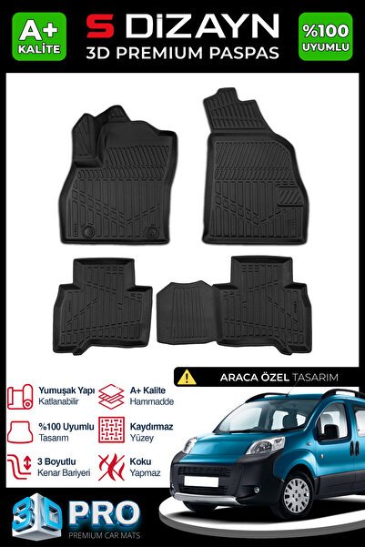 S-Dizayn Peugeot Bipper 3D Pro Havuzlu Paspas 2007 Üzeri A+ Kalite 3DS-SDZ071