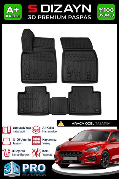S-Dizayn Ford Focus 4 3D Pro Havuzlu Paspas 2019 Üzeri A+ Kalite 3DS-SDZ005