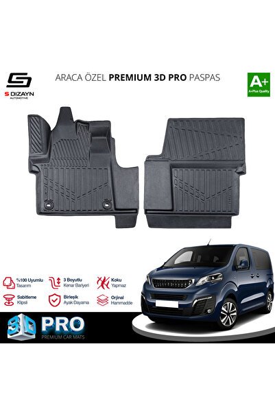 S-Dizayn Peugeot Expert Traveller 3D Pro Havuzlu Paspas 2016 Üzeri A+ Kalite