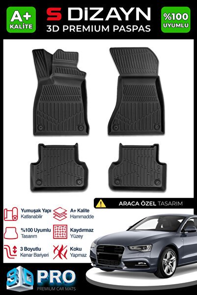 S-Dizayn Audi A5 3D Pro Havuzlu Paspas 2016 üzeri A+ Kalite 3DS-SDZ213