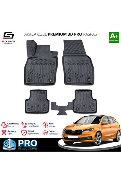 S-Dizayn Skoda Fabia 4 3D Pro Havuzlu Paspas 2021 Üzeri A+ Kalite