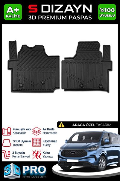 S-Dizayn Ford Tourneo Custom 3D Pro Havuzlu Paspas 2024 Üzeri A+ Kalite 3DS-SDZ193