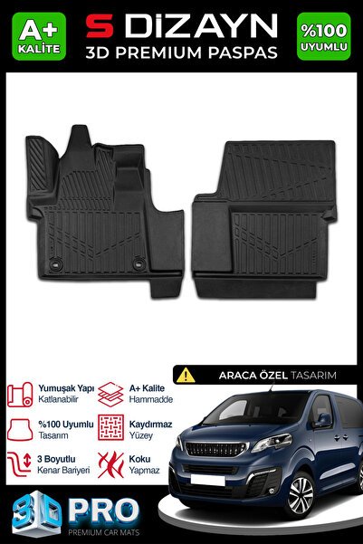 S-Dizayn Peugeot Expert Traveller 3D Pro Havuzlu Paspas 2016 Üzeri A+ Kalite 3DS-SDZ034