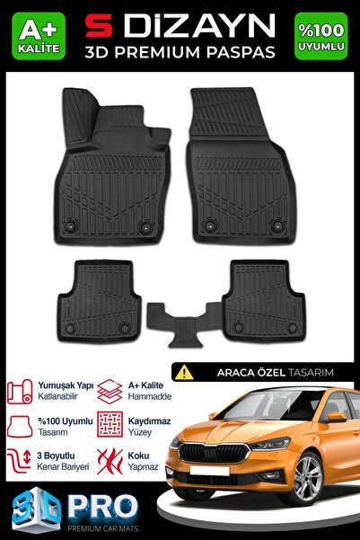 S-Dizayn Skoda Fabia 4 3D Pro Havuzlu Paspas 2021 Üzeri A+ Kalite 3DS-SDZ074