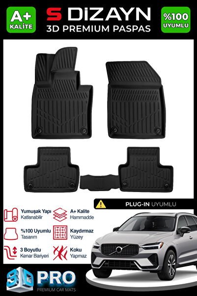 S-Dizayn Volvo XC60 Plug-IN 3D Pro Havuzlu Paspas 2024 Üzeri A+ Kalite 3DS-SDZ249