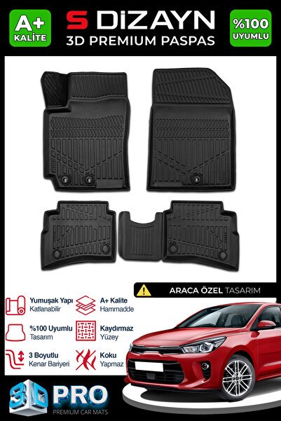 S-Dizayn Kia Rio 3D Pro Havuzlu Paspas 2017-2023 A+ Kalite 3DS-SDZ168