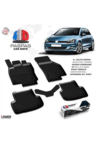 S-Dizayn VW Golf 7 4D Havuzlu Paspas 2013-2020 A+Kalite