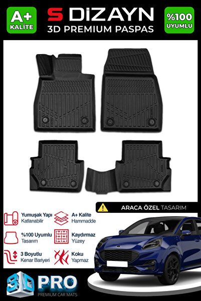 S-Dizayn Ford Puma 3D Pro Havuzlu Paspas 2019 Üzeri A+ Kalite 3DS-SDZ078
