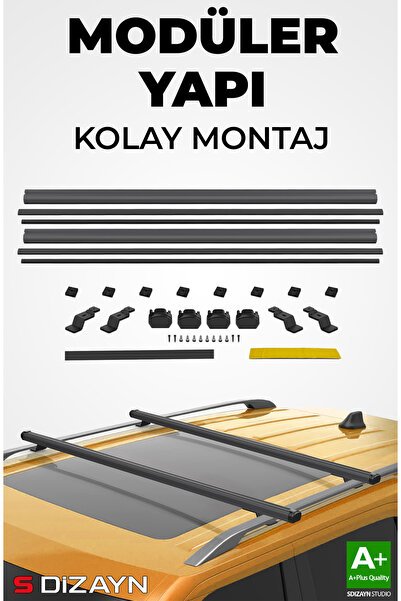 S-Dizayn Skoda Fabia HB S-Bar Cargo V1 Ara Atkı Tavan Taşıyıcı Barı Siyah 130 Cm 2007-2010 A+ Kalite