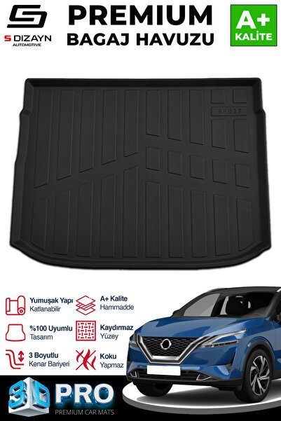 S-Dizayn Nissan Qashqai 1.3 Benzinli 3D Pro Bagaj Havuzu Üst Bagaj 2021 Üzeri A+ Kalite