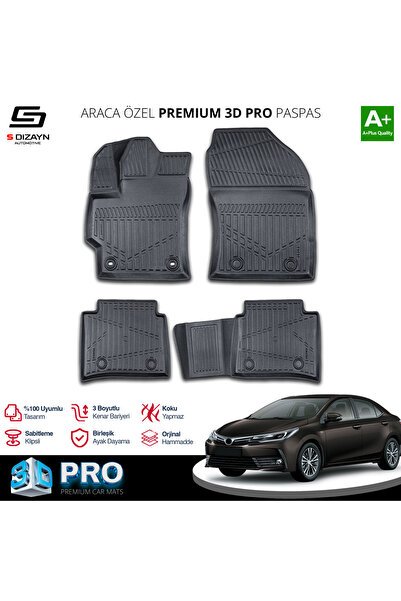 S-Dizayn Toyota Corolla 3D Pro Havuzlu Paspas 2019 Üzeri A+ Kalite