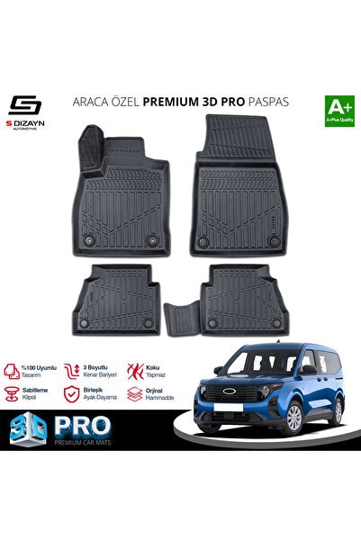S-Dizayn Ford Courier 3D Pro Havuzlu Paspas 2023 Üzeri A+ Kalite