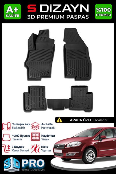 S-Dizayn Fiat Linea 3D Pro Havuzlu Paspas 2007-2018 A+ Kalite 3DS-SDZ131